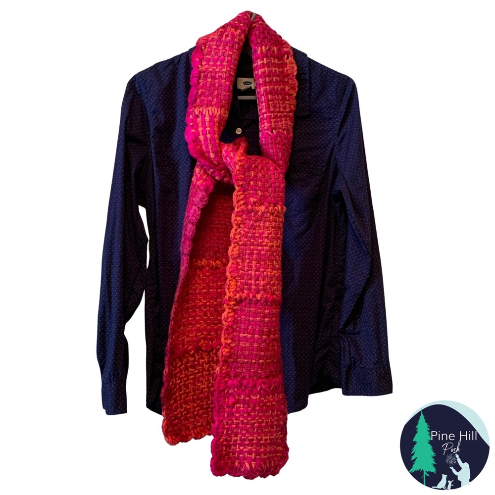 NEW! Super Soft Scarf, Raspberry & Burnt Orange Blend, Handwoven by PineHillPosh - Picture 3 of 7